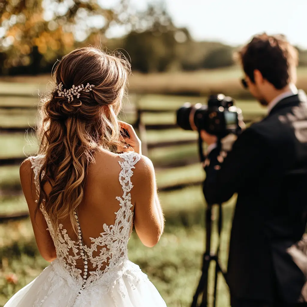 bride wedding photo on farm